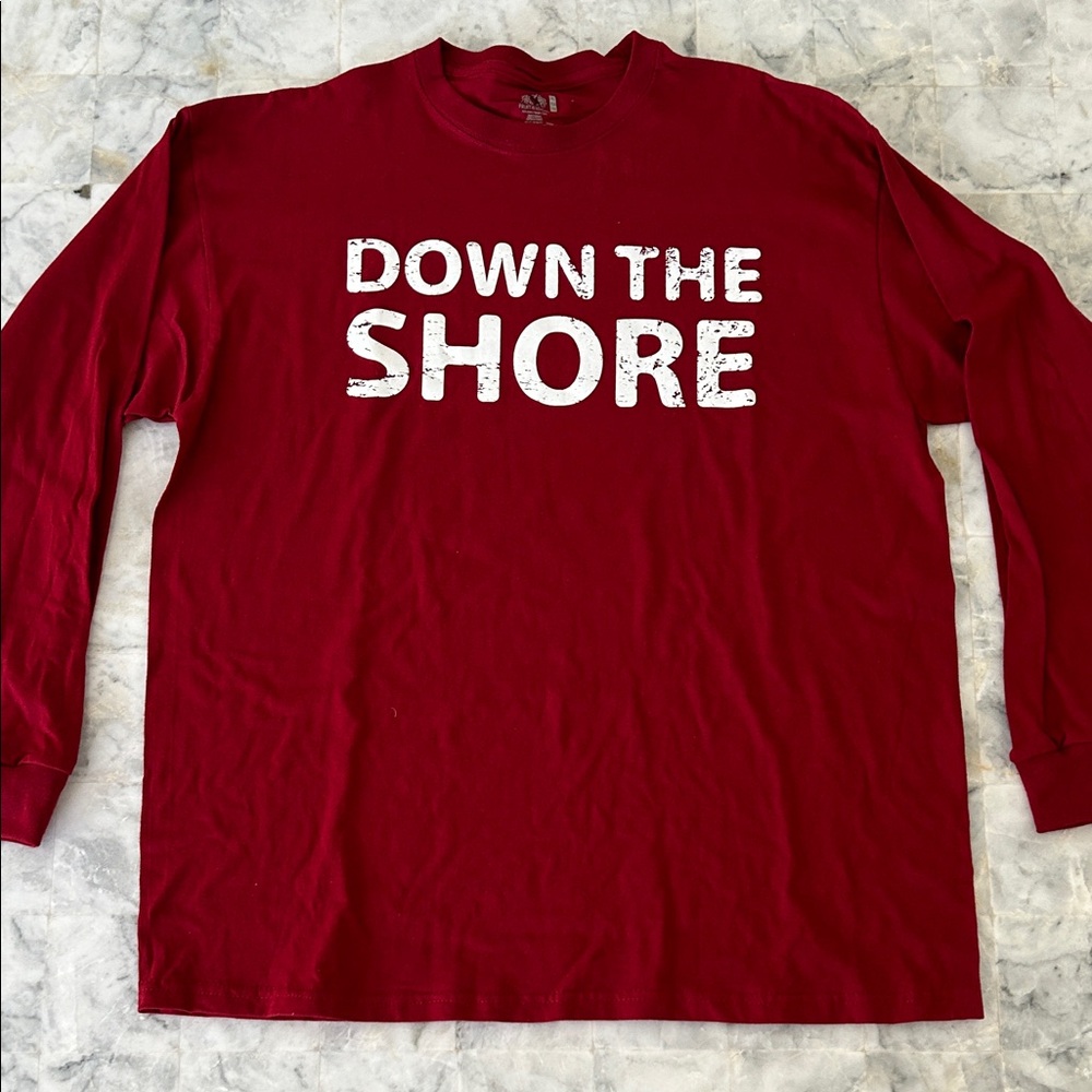 Fruit of the Loom Red Long Sleeve Tee with Bold Print